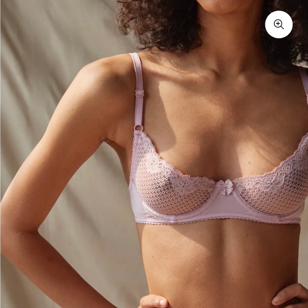 Timpa Lace Trim Bra Panty Set Light baby pastel pinks silk